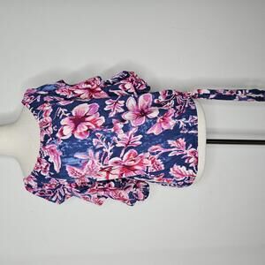 NWT CeCe Women's Blue/Pink Floral Blouse Size Small